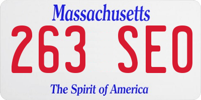 MA license plate 263SE0