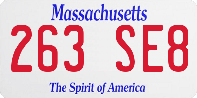 MA license plate 263SE8