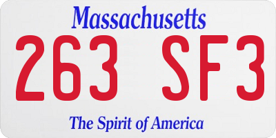 MA license plate 263SF3