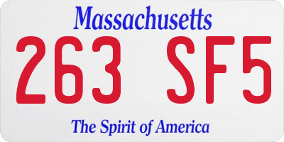 MA license plate 263SF5
