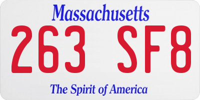 MA license plate 263SF8