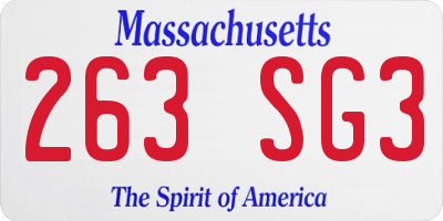 MA license plate 263SG3