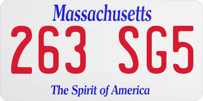 MA license plate 263SG5
