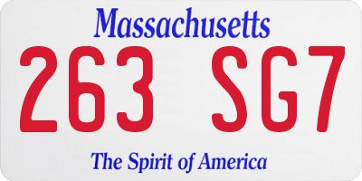MA license plate 263SG7