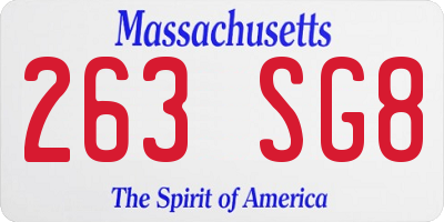 MA license plate 263SG8