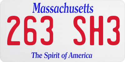 MA license plate 263SH3