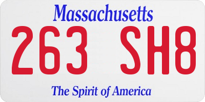 MA license plate 263SH8