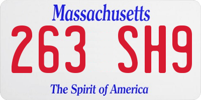 MA license plate 263SH9