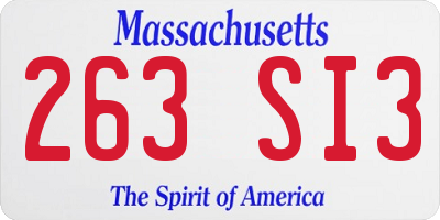 MA license plate 263SI3