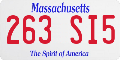 MA license plate 263SI5