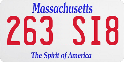 MA license plate 263SI8
