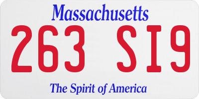 MA license plate 263SI9