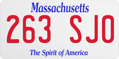 MA license plate 263SJ0