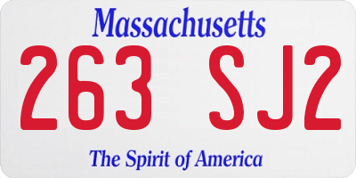 MA license plate 263SJ2