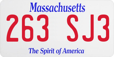 MA license plate 263SJ3