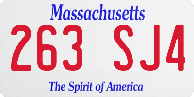 MA license plate 263SJ4