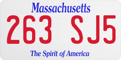 MA license plate 263SJ5