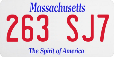 MA license plate 263SJ7