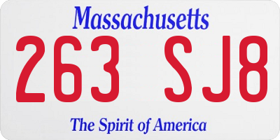 MA license plate 263SJ8