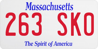 MA license plate 263SK0