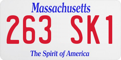 MA license plate 263SK1