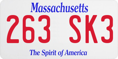MA license plate 263SK3