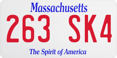 MA license plate 263SK4