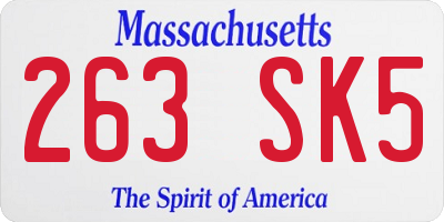 MA license plate 263SK5