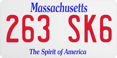 MA license plate 263SK6