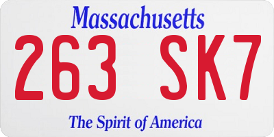 MA license plate 263SK7