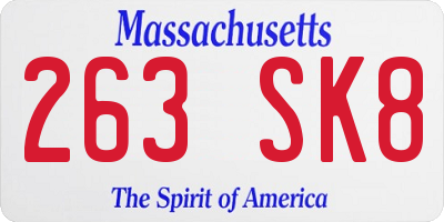 MA license plate 263SK8
