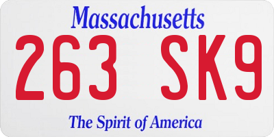 MA license plate 263SK9