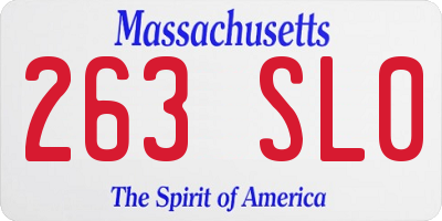 MA license plate 263SL0