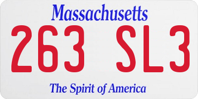 MA license plate 263SL3