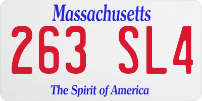 MA license plate 263SL4
