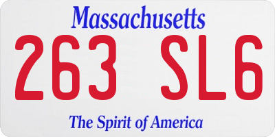 MA license plate 263SL6