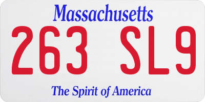MA license plate 263SL9