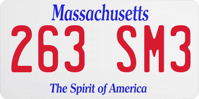 MA license plate 263SM3