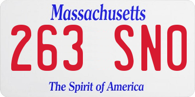 MA license plate 263SN0