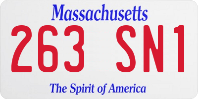 MA license plate 263SN1