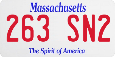 MA license plate 263SN2
