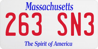 MA license plate 263SN3