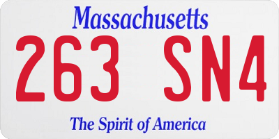 MA license plate 263SN4