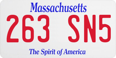 MA license plate 263SN5