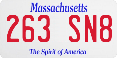 MA license plate 263SN8