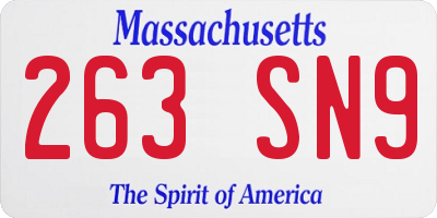 MA license plate 263SN9