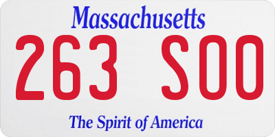 MA license plate 263SO0