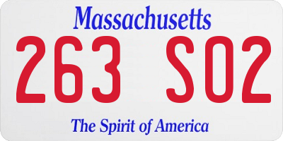 MA license plate 263SO2