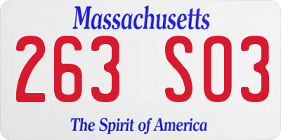 MA license plate 263SO3