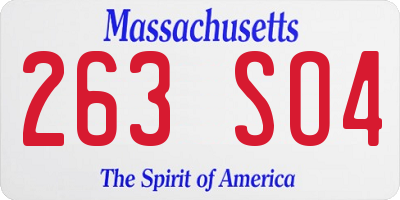 MA license plate 263SO4